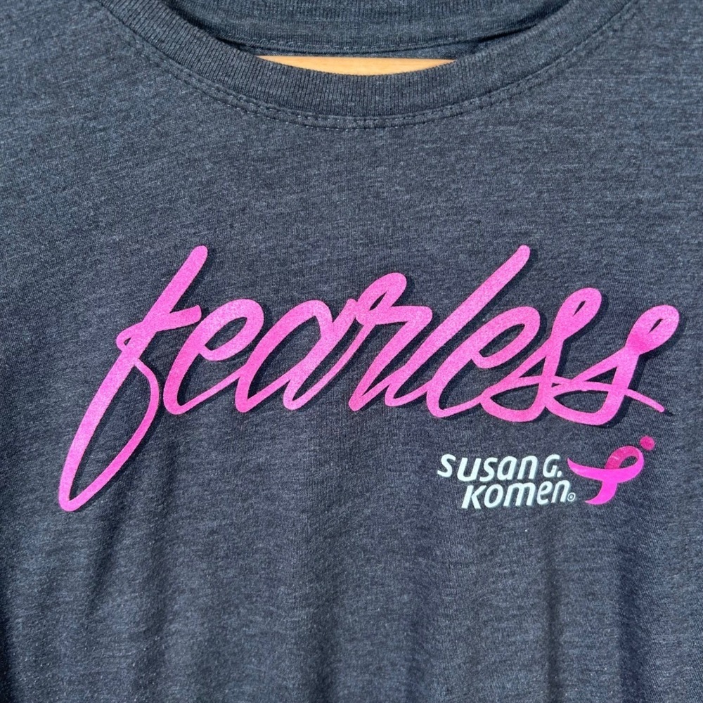 Susan G Komen Fearless Pink Ribbon Long Sleeve Layered T Shirt Womens XL - Picture 3 of 5